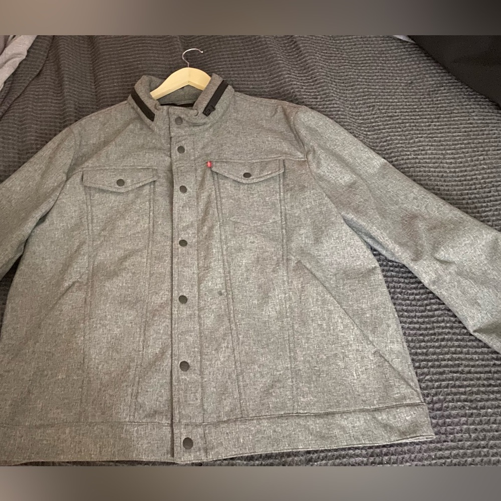 Levis Gray Trucker jacket, XXL, Built in Hood